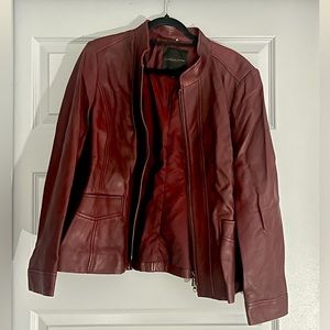 Red leather jacket oversized